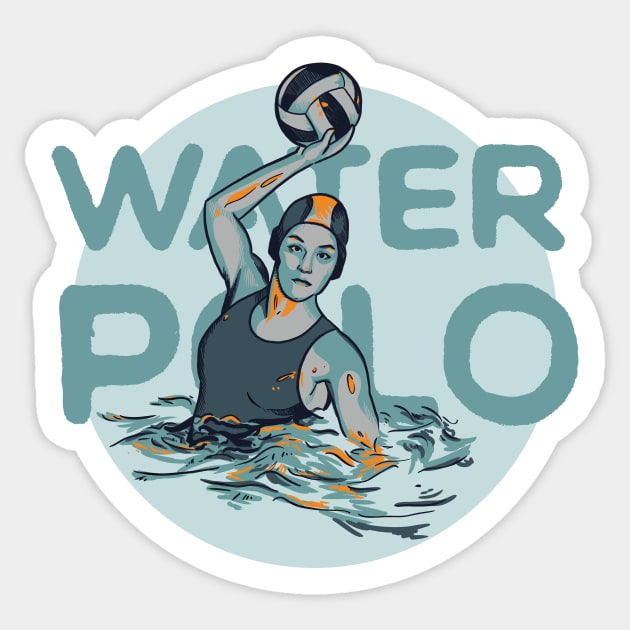 Water Polo Vintage Woman Shooting Sticker by polliadesign